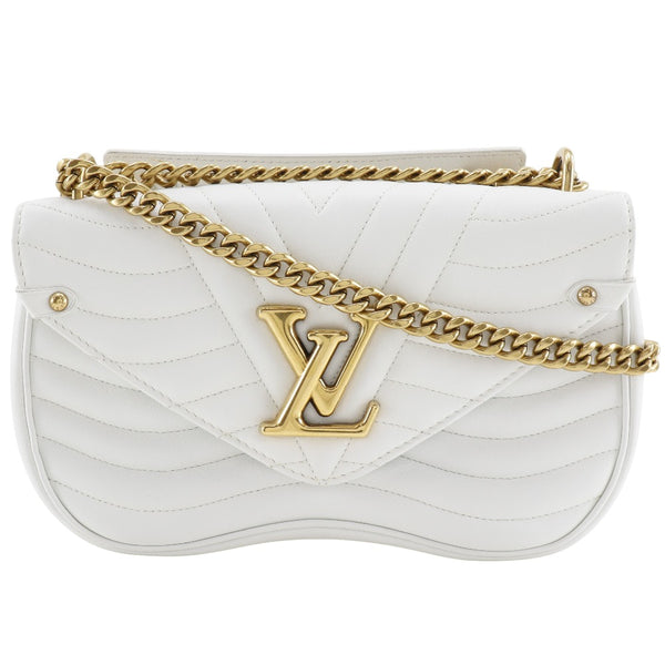 [Louis Vuitton]LOUIS VUITTON New wave MM Shoulder Bag ChainBag 2way M51945 Calfskin Snow White NZ2148 Engraved Standing Diagonal Shoulder Handscape 2WAY Flap NEW WAVE MM Ladies A-Rank