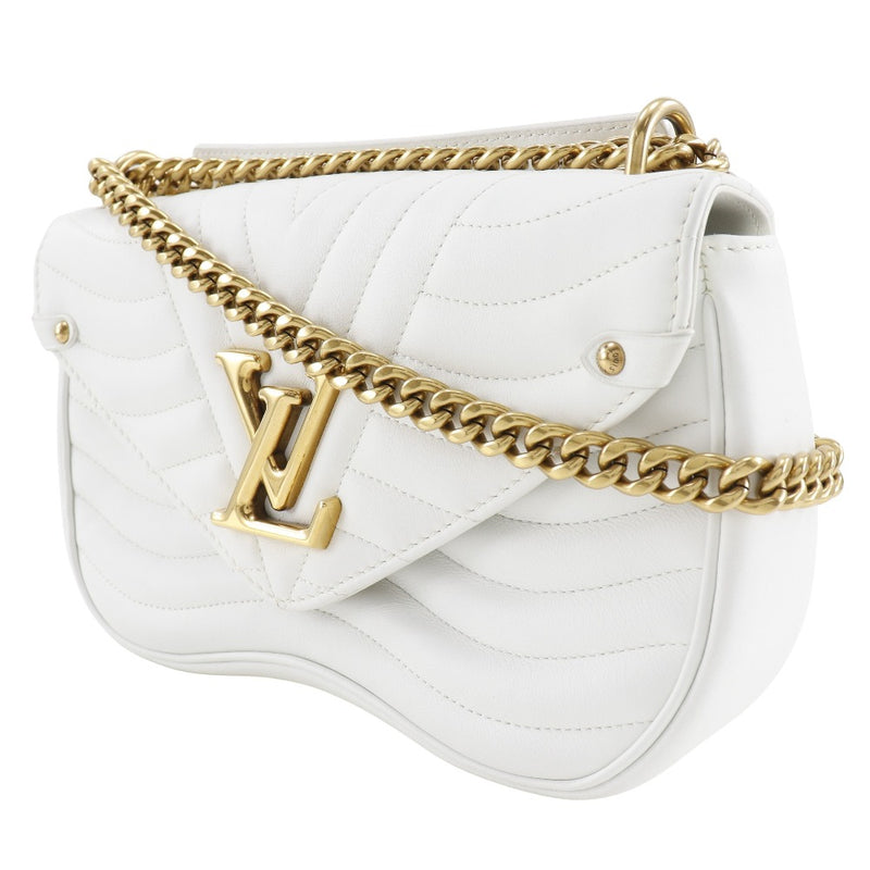 [Louis Vuitton]LOUIS VUITTON New wave MM Shoulder Bag ChainBag 2way M51945 Calfskin Snow White NZ2148 Engraved Standing Diagonal Shoulder Handscape 2WAY Flap NEW WAVE MM Ladies A-Rank