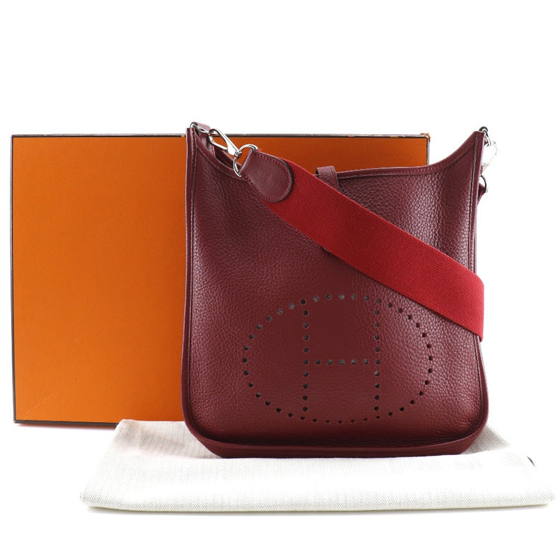 [HERMES] Hermes 
 Abrine 2PM Shoulder Bag
 Taurillon Clemence red/SilverHardware □ J -engraved diagonal hanging A5 snap button EVELYN 2 PM Ladies