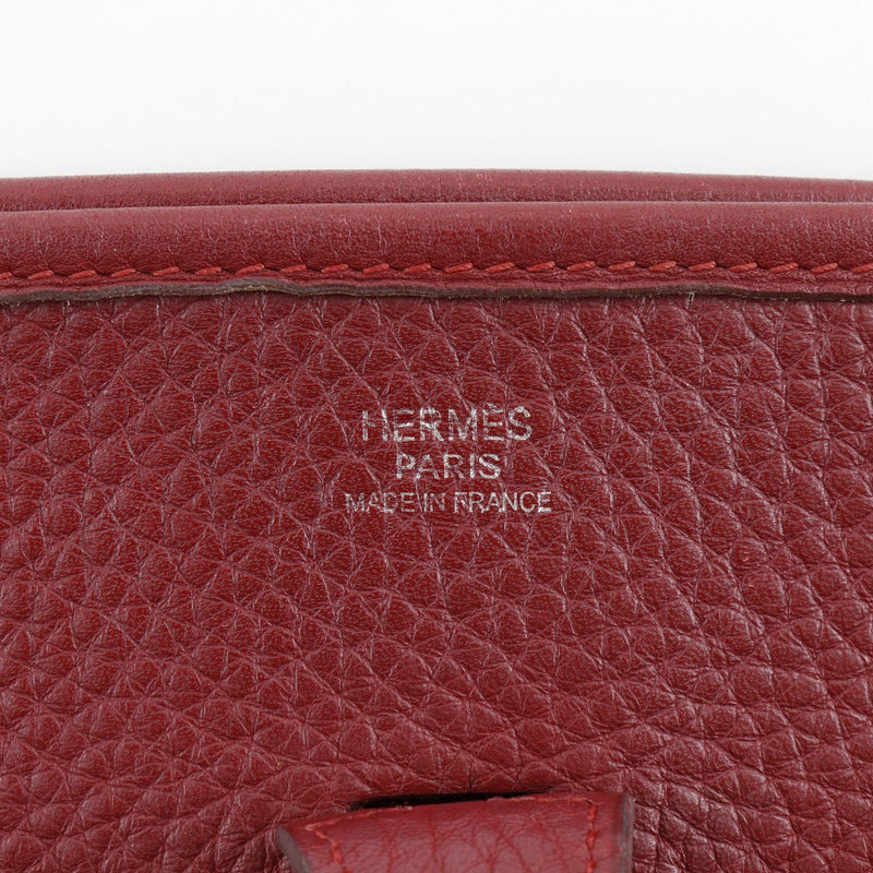 [Hermes] Hermes 
 Abrine 2pm Bolso de hombro 
 Trillon lemance rojo/soporte plateado □ j Botón Diagonal Diagonal A5 Evelyn 2 PM Damas