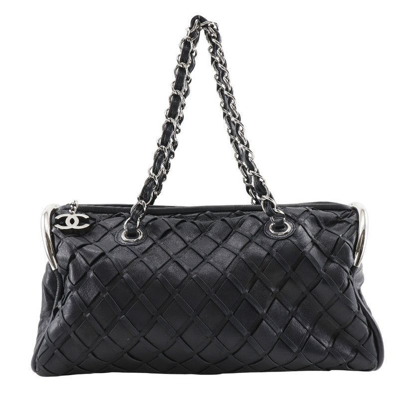 [CHANEL] Chanel ChainBag Tote Bag Matelasse COCO Mark Ramskin black shoulder handbag A5 Fastener Chain Bag Ladies