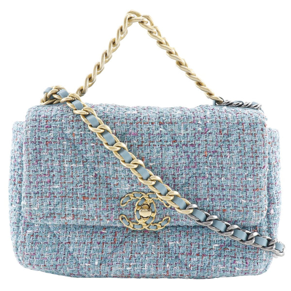 [Chanel] Chanel cadena de hombro 19 Bolso de hombro con un hombro 2way AS1160 Tweed azul diagonal de tweed.