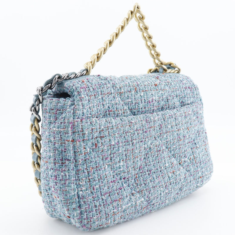 [Chanel] Chanel 
 Cadena de hombro 19 Bolso de hombro 
 Disnefu Shoulder 2way AS1160 Tweed Blue Diagonal Hanging Handbag 2way A5 giran cadena de bloqueo de bloqueo19 Damas A-Rank