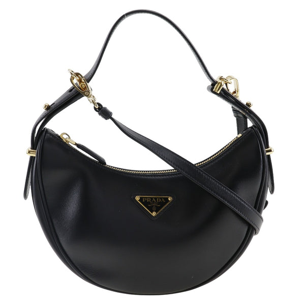 [PRADA]PRADA Archer Shoulder Bag 2way shoulder 1BC194 Calfskin Black nero engraved diagonal shoulder handbag 2way Fastener Arche Ladies A Rank