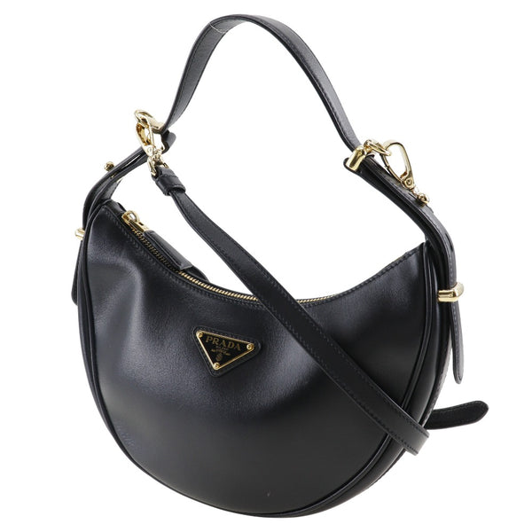 [Prada]PRADA Arches Bolso de hombro 2way Shoulder 1BC194 NEGRO NEA NERO grabado Diagonal Handbown de hombro Handbown 2way Arche Ladies A Rank