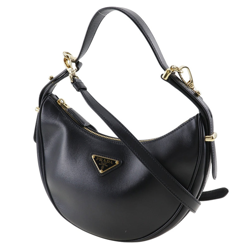 [PRADA]PRADA Archer Shoulder Bag 2way shoulder 1BC194 Calfskin Black nero engraved diagonal shoulder handbag 2way Fastener Arche Ladies A Rank