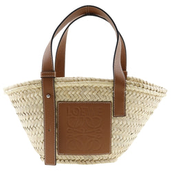 [LOEWE] Loewe Basket Bag Small Tote Bag Straw BagBag Raffia x Leather Beige/Brown Shoulder handbag open Basket Bag Small Ladies A Rank