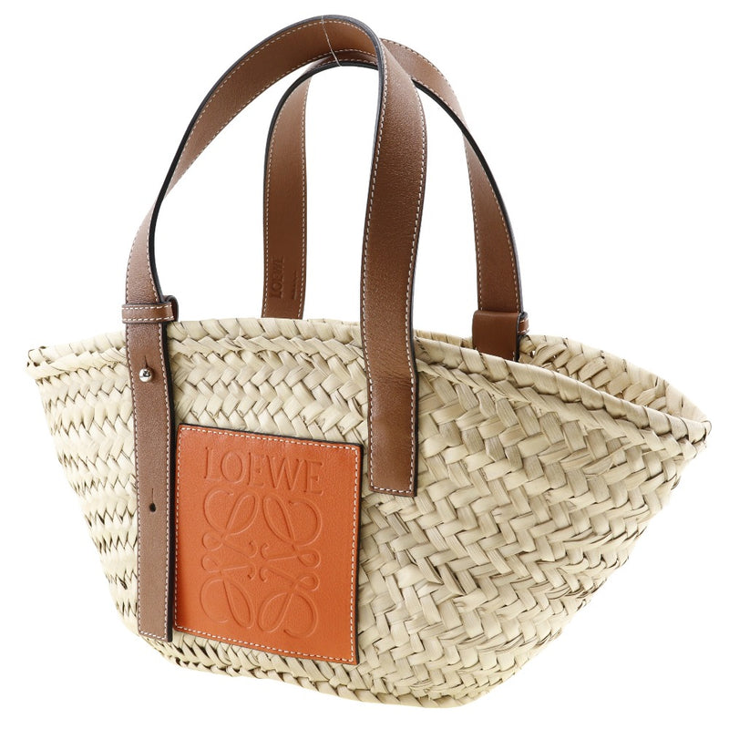 [LOEWE] Loebe basket bagTote Bag Straw BagBag Raffia x Leather beige shoulder shoulder handbag open Basket Bag Ladies A Rank