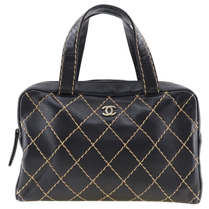 [CHANEL] Chanel Wild Stitch Handbag COCO Mark Calfskin Black handbag A5 Fastener Wild Stitch Ladies