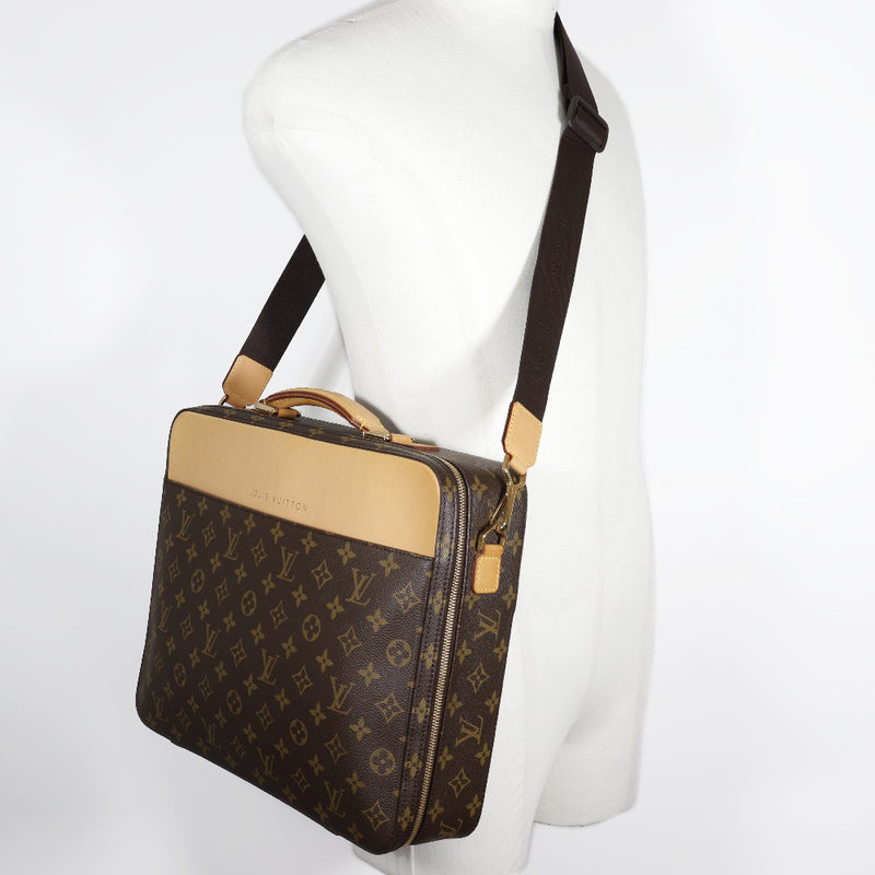 [루이비통]LOUIS VUITTON Portodinatur Sabana 비즈니스 가방 특별 주문 2 웨이 어깨 모노그램 캔버스 차 MB0025 대각선 어깨 어깨 핸즈프리 A4 더블 패스너 포르토 안수 Savana 남자 남성용 남성