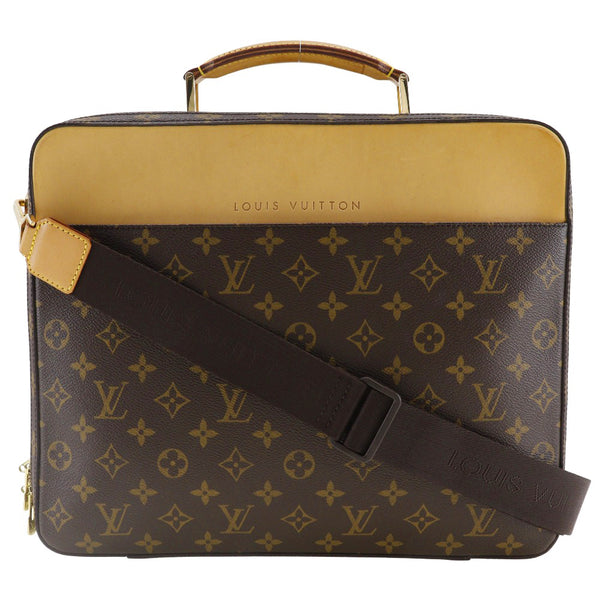 [루이비통]LOUIS VUITTON Portodinatur Sabana 비즈니스 가방 특별 주문 2 웨이 어깨 모노그램 캔버스 차 MB0025 대각선 어깨 어깨 핸즈프리 A4 더블 패스너 포르토 안수 Savana 남자 남성용 남성