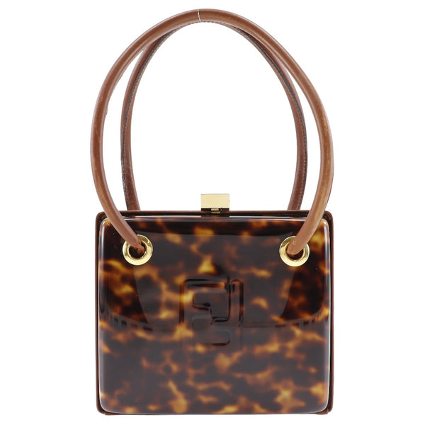 [Fendi] Fendi FF Bag Party Bag PlatStick x Bolso de té de cuero Pachinko Lock Ff Ladies