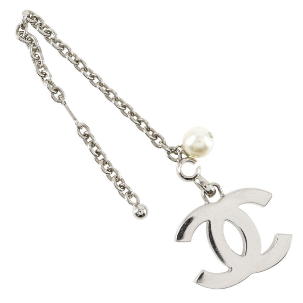 [Chanel] Chanel COCO Mark Encanto del llavero A17950 metal x plateado de perla falsa 02c Coco Mark Ladies