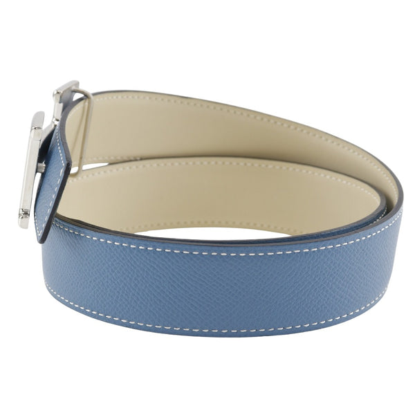 [HERMES] Hermes 
 Constance belt 
 Reversible Courchevel Light blue/off -white □ a engraved consTANCE Ladies