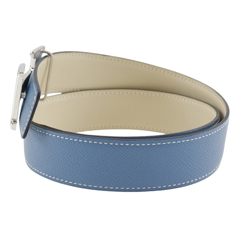 [Hermès] Hermès 
 Ceinture de constance 
 Bleu clair kushbell réversible / blanc □ Une consance gravée dames