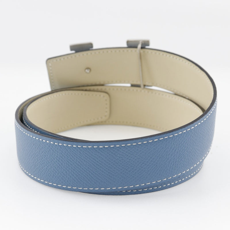 [Hermes] Hermes 
 Cinturón de constancia 
 Reversible Courchevel Azul claro/apagado -blanco □ Una damas de Constance grabadas