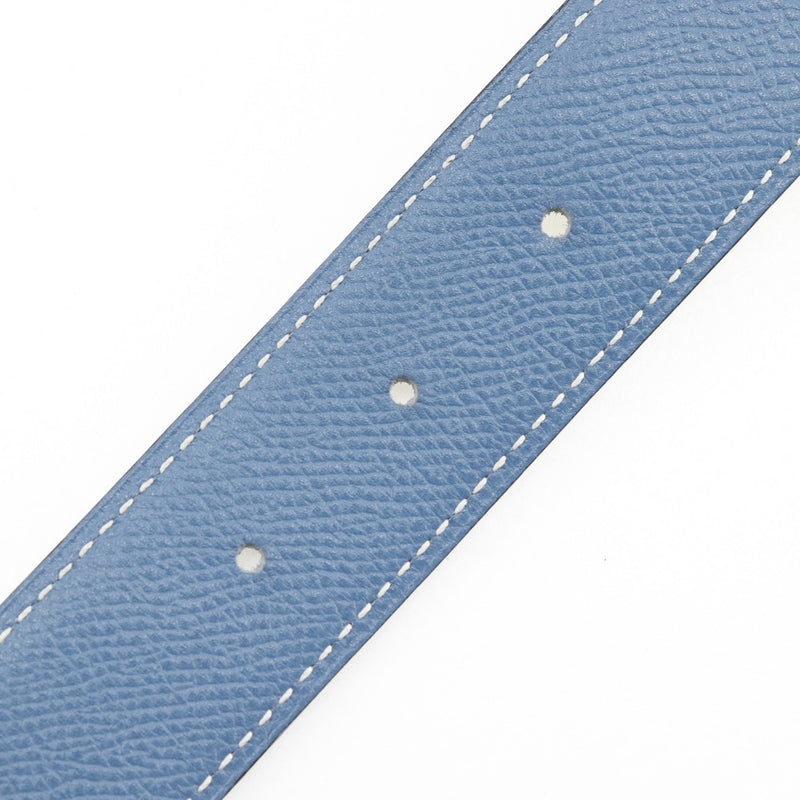 [HERMES] Hermes 
 Constance belt 
 Reversible Courchevel Light blue/off -white □ a engraved consTANCE Ladies