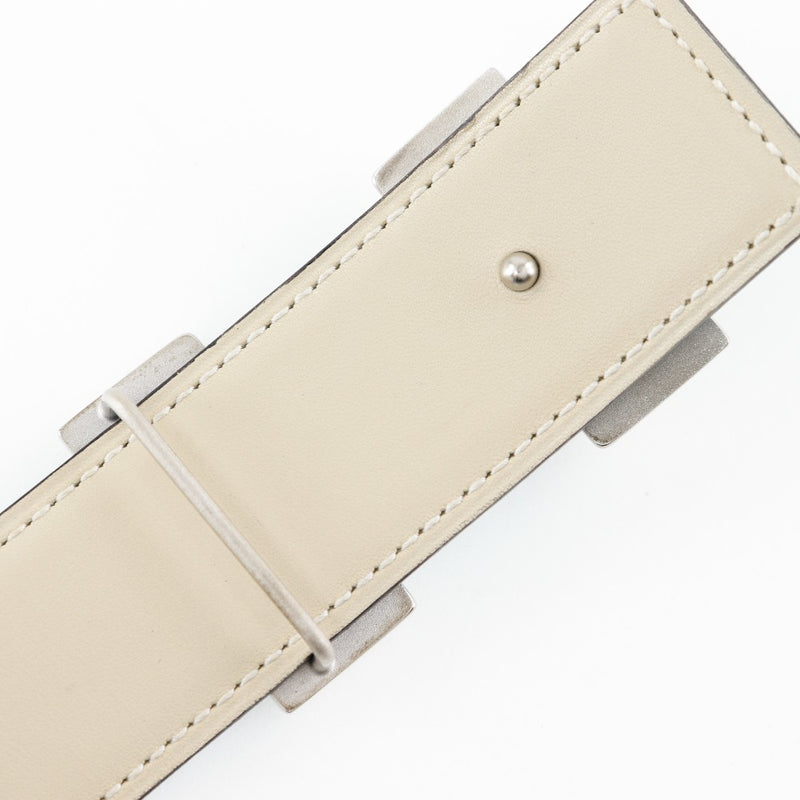 [HERMES] Hermes 
 Constance belt 
 Reversible Courchevel Light blue/off -white □ a engraved consTANCE Ladies