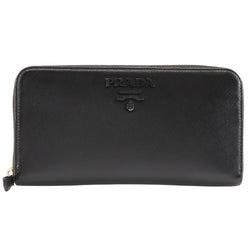 [Prada] Prada Round Zipper Long Wallet 1ML506 Safiano Nero Black Finder zip autour des dames A-Rank