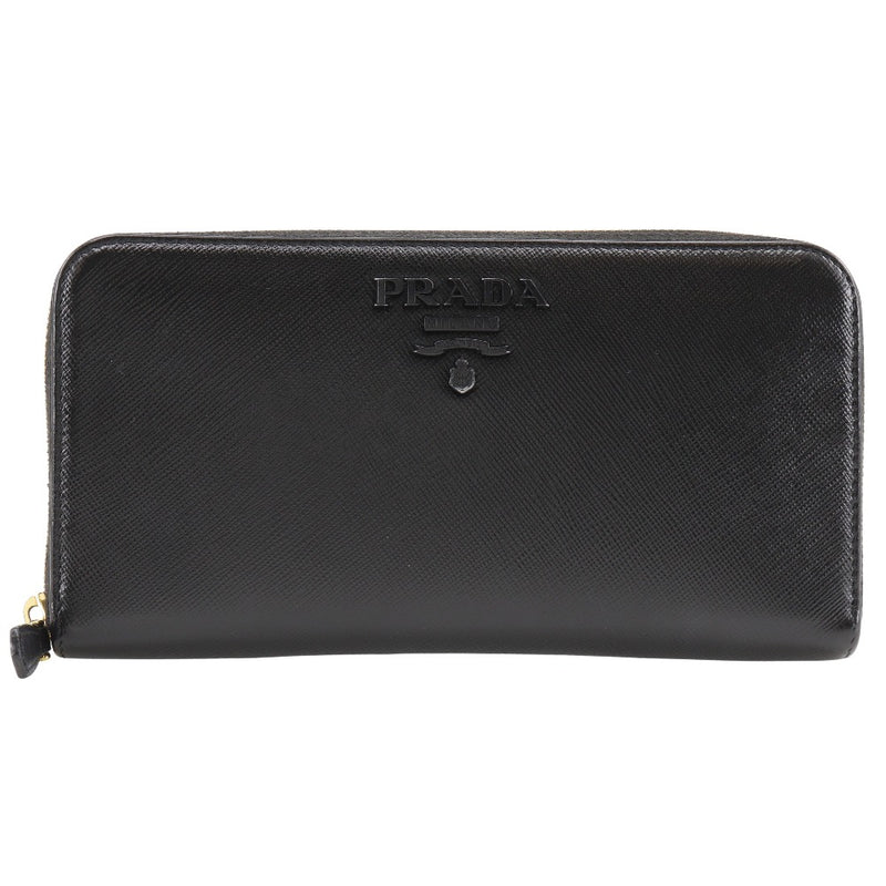 [Prada]PRADA Billetera larga de cremallera redonda 1 ml506 Safiano Nero Black Sprower Zip alrededor de las damas A-Rank