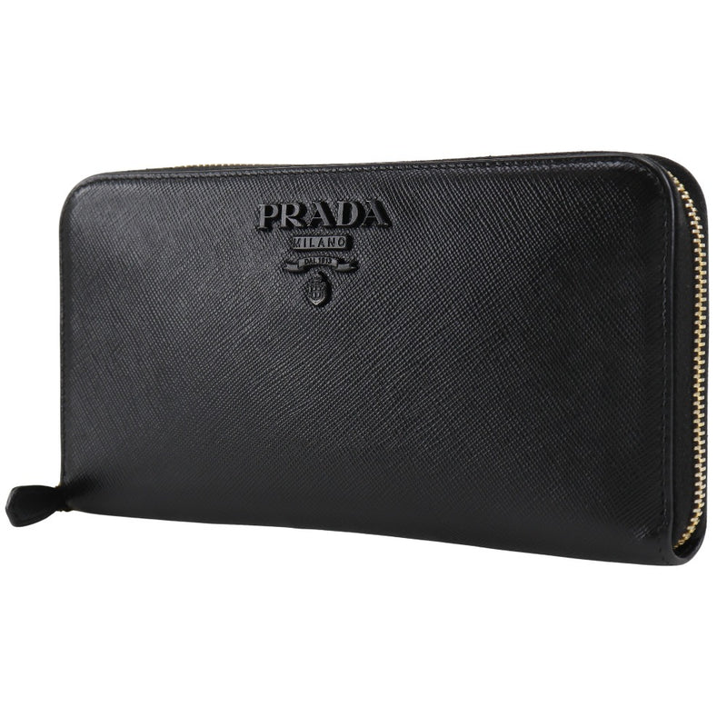 【PRADA】プラダ
 ラウンドファスナー 長財布
 1ML506 サフィアーノ NERO 黒 ファスナー Zip Around レディースA-ランク