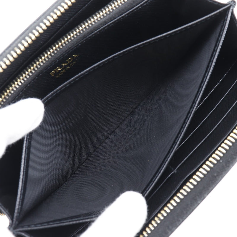 [PRADA]PRADA Zip Around Purse 1ml506 Safiano Nero Black Fastener Zip Around Ladies A-Rank