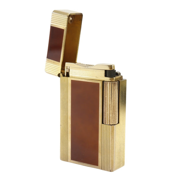 【Dupont】デュポン
 ローラー式 ガスライター ライター
 ライン1L 喫煙具 ゴールド×マーブルラッカー(茶) Roller Gas Lighter _