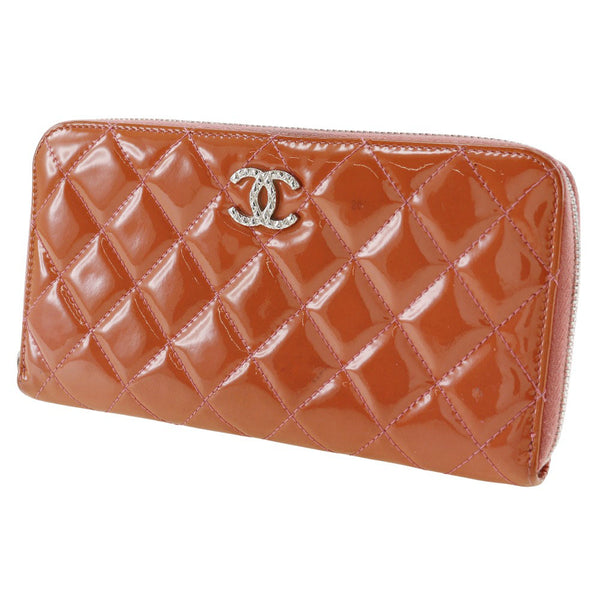 [Chanel] Chanel 
 Portefeuille à fermeture à glissière ronde 
 Matrasse coco mark émail rose zip autour des dames b-rang