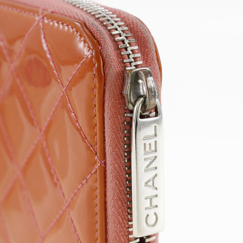 [CHANEL] Chanel 
 Zip Around Purse
 Matelasse COCO Mark Enamel Raspberry Pink Fastener Zip Around Ladies B-Rank