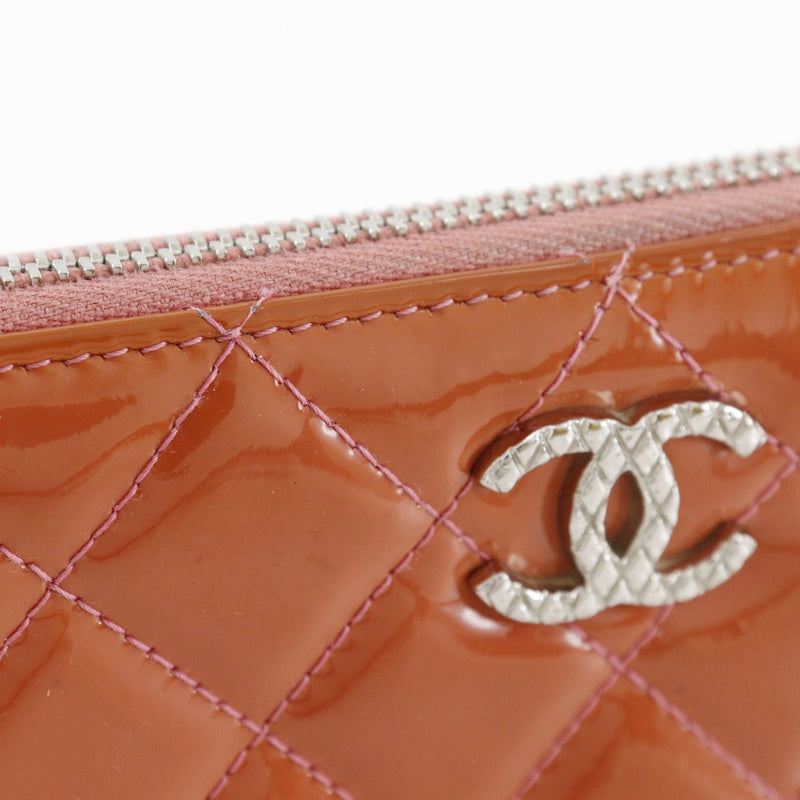 [Chanel] Chanel 
 Portefeuille à fermeture à glissière ronde 
 Matrasse coco mark émail rose zip autour des dames b-rang