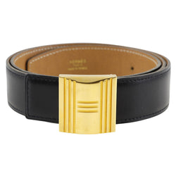 [HERMES] Hermes 
 Cadena Buckle Belt 
 Reversible Calfskin black/Brown 〇X engraved CADENA BUCKLE Men's