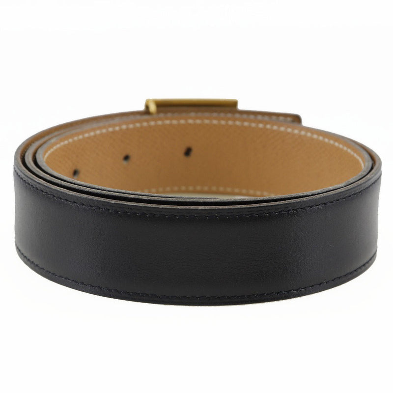 [Hermès] Hermès 
 Ceinture de boucle Cadena 
 Veau réversible noir / thé x Gravure Cadena Buckle Men's