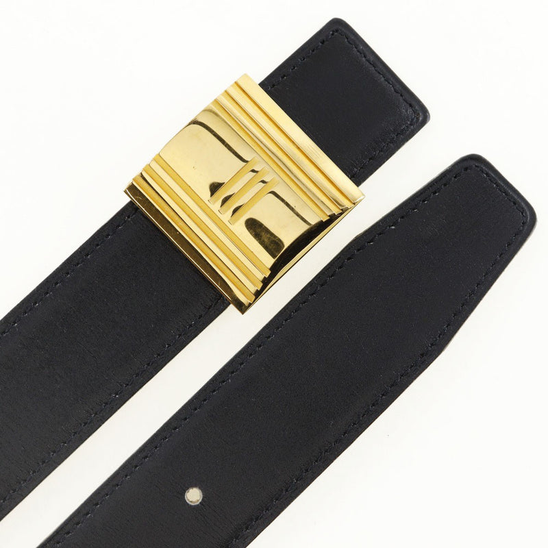 [Hermès] Hermès 
 Ceinture de boucle Cadena 
 Veau réversible noir / thé x Gravure Cadena Buckle Men's