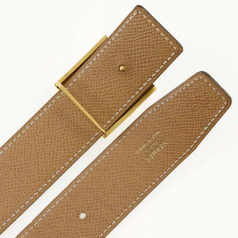 [Hermès] Hermès 
 Ceinture de boucle Cadena 
 Veau réversible noir / thé x Gravure Cadena Buckle Men's