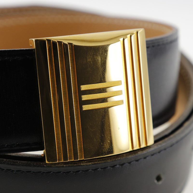 [HERMES] Hermes 
 Cadena Buckle Belt 
 Reversible Calfskin black/Brown 〇X engraved CADENA BUCKLE Men's