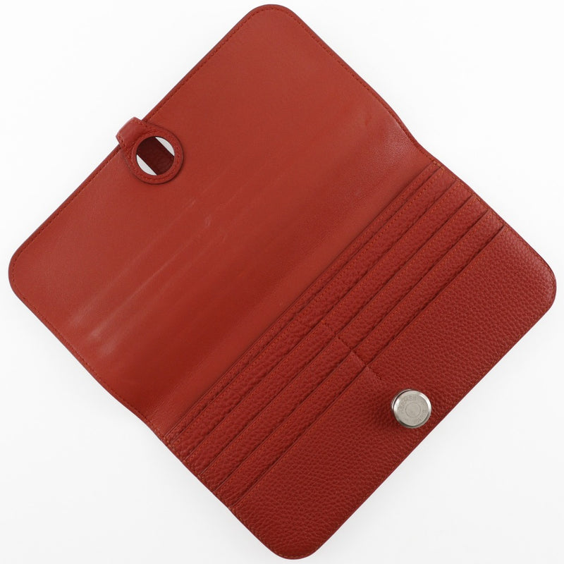 [Hermès] Hermès 
 Dogon Long Wallet 
 Togo rouge □ r support de ceinture gravée dames longues dames