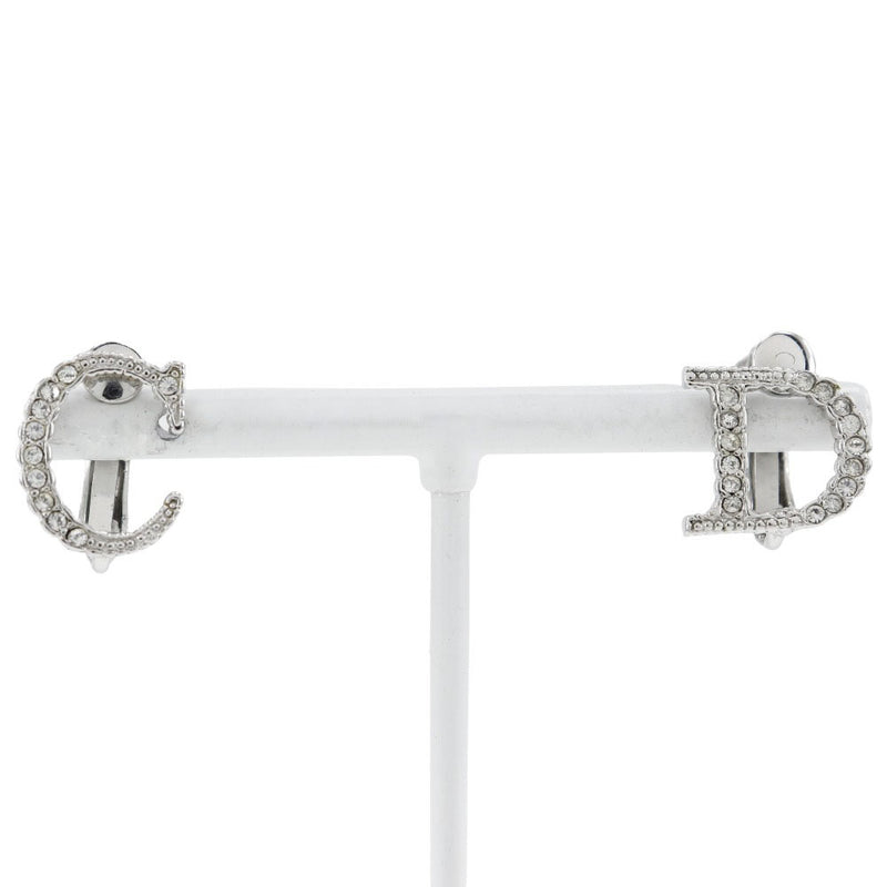 [Dior] Christian Dior 
 Boucles d'oreilles CD 
 Metal X Rhingestone Silver Environ 3,9 g CD Mesdames