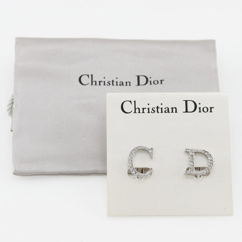 [Dior] Christian Dior 
 CD Earring
 Metal x rhinestone Silver Approximately 3.9G CD Ladies