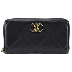 [Chanel] Chanel 
 19 billetera larga 
 Matelasse COCO Mark AP1063 Ramskin Black Fastener 19 Damas