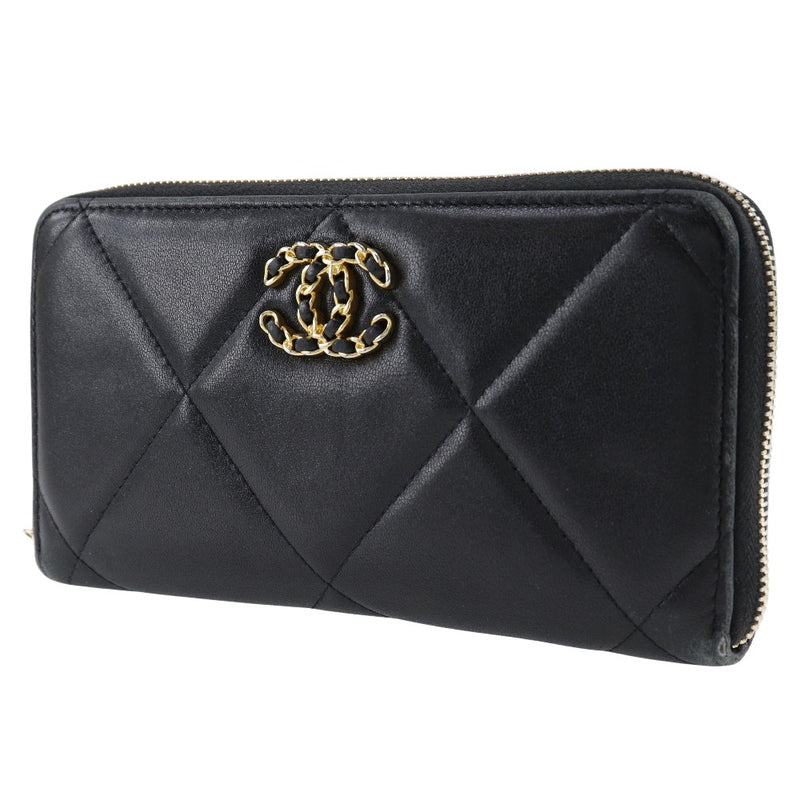 [Chanel] Chanel 
 19 billetera larga 
 Matelasse COCO Mark AP1063 Ramskin Black Fastener 19 Damas