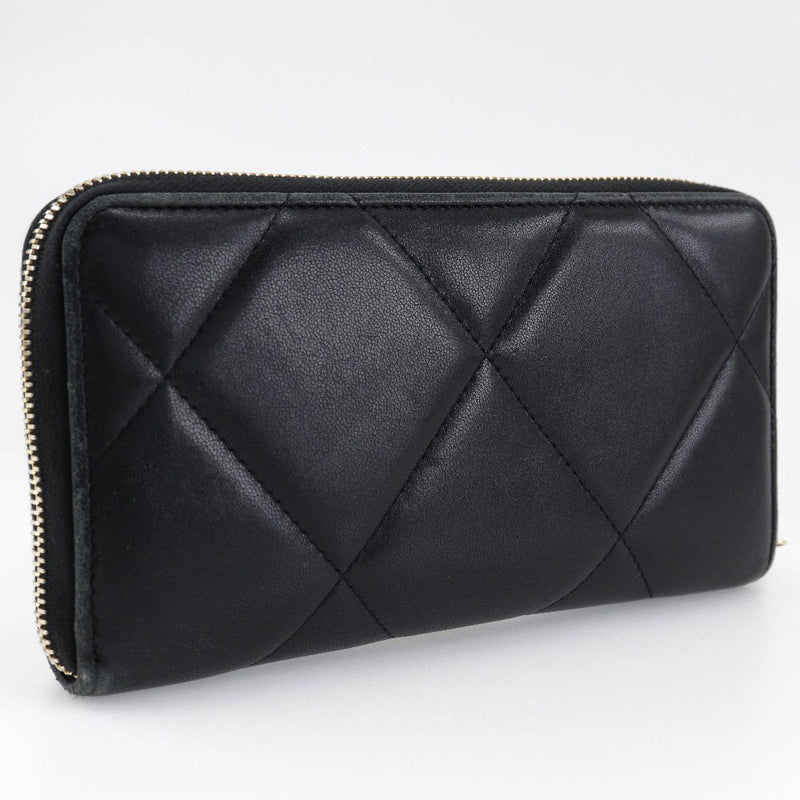 [Chanel] Chanel 
 19 billetera larga 
 Matelasse COCO Mark AP1063 Ramskin Black Fastener 19 Damas