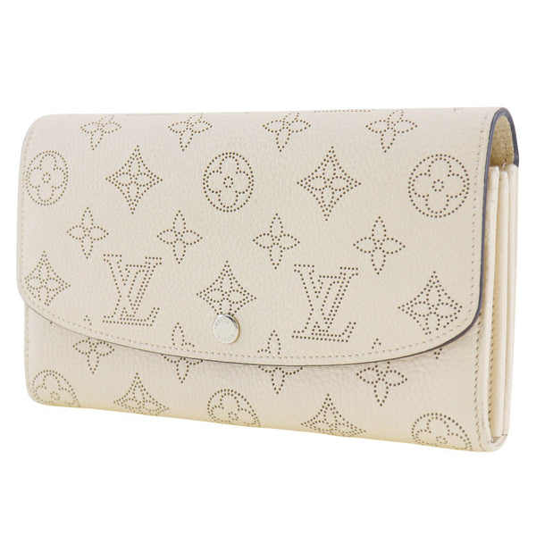 [Louis Vuitton]LOUIS VUITTON Portefeiulle・ Iris Purse M60177 Monogram Mahina Evoir Off White TN4135 Engraved Snap button PorteFeiulle IRIS Ladies A-Rank