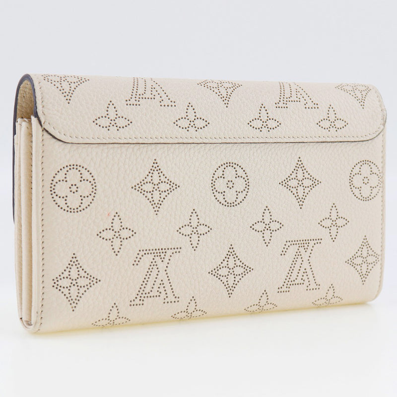 [Louis Vuitton] Louis Vuitton Portofoille Iris Long Wallet M60177 Monogram Mahina Evoir Off White TN4135 Bouton Snap de tampon Portefeiulle Iris Ladies A-Rank