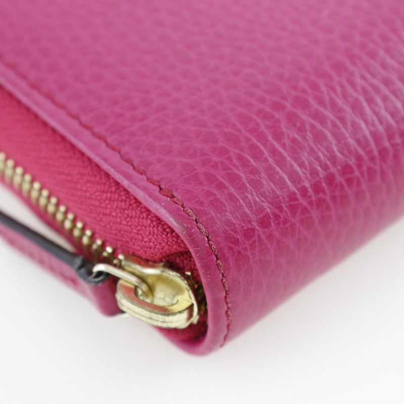 [GUCCI] Gucci Zip Around Bi-Fold Wallet 420113 calf Raspberry Pink Fastener Zip Around Ladies A-Rank