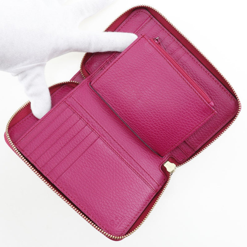 [GUCCI] Gucci Zip Around Bi-Fold Wallet 420113 calf Raspberry Pink Fastener Zip Around Ladies A-Rank