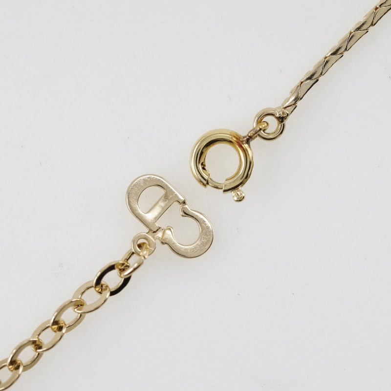 [Dior] Christian Dior Necklace Plated Gold× fake pearl x rhinestone about 5.6g ladies A-rank