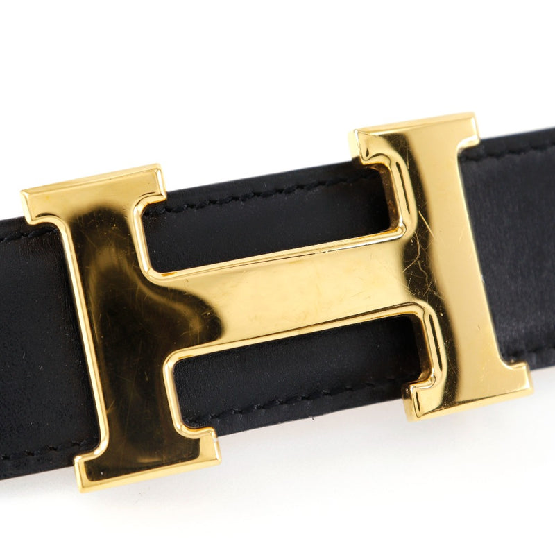 [HERMES] Hermes 
 H belt belt 
 Constance reversible Box carf Black/goldHardware □ a engraving H Belt Ladies