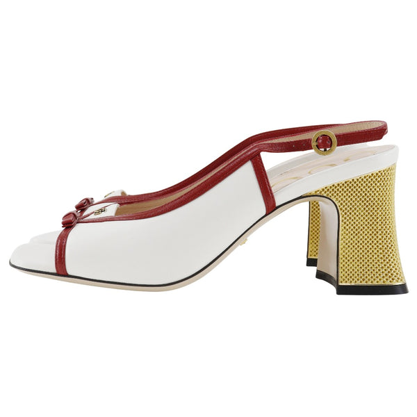 [GUCCI] Gucci 
 Ribbon sandals 
 GG 601553 Leather White/Red Ribbon Ladies