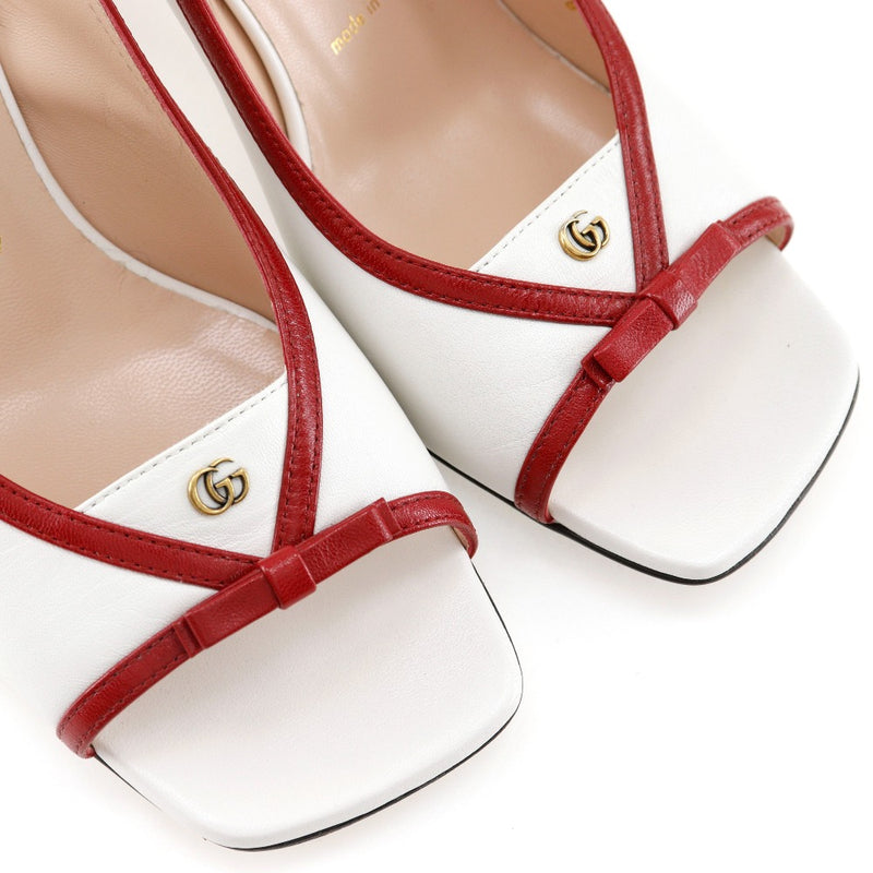 [GUCCI] Gucci 
 Ribbon sandals 
 GG 601553 Leather White/Red Ribbon Ladies