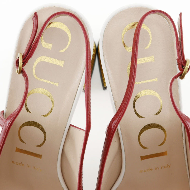 [Gucci] Gucci 
 Sandales du ruban 
 GG 601553 en cuir blanc / rouge ruban dames